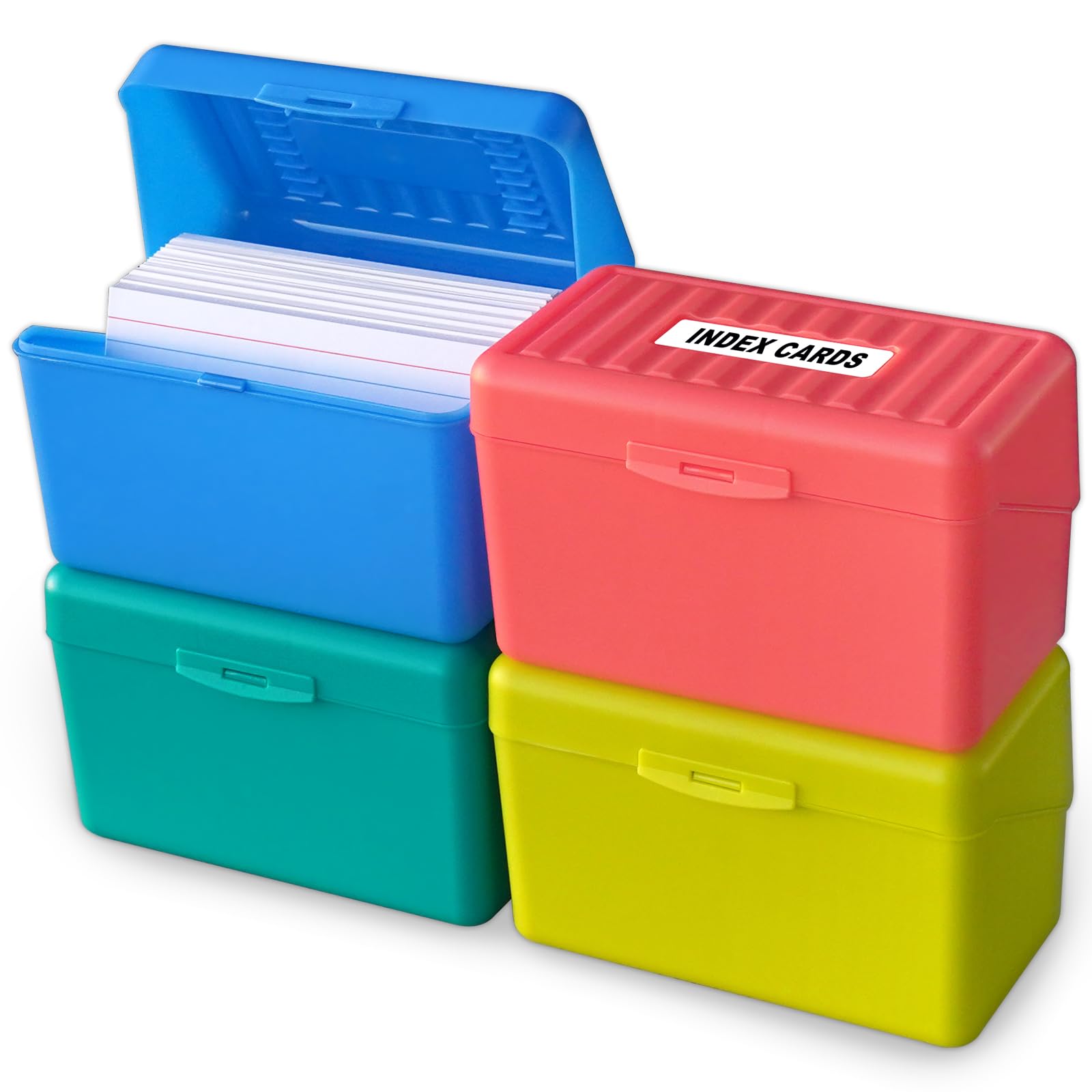 Photo 1 of ***ONLY 2 PIECE*** Olivo Index Card Holder Box 3x5 Flash Note Card Holder Storage File Box Organizer Case for 3"x5" Cards, 4 Colors Pack