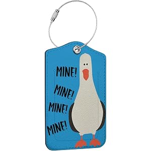 Luggage Tags for Suitcases, Mine Mine Seagull Suitcase Identify Labels | Blue Seagull Leather Privacy Cover ID Label with Sta