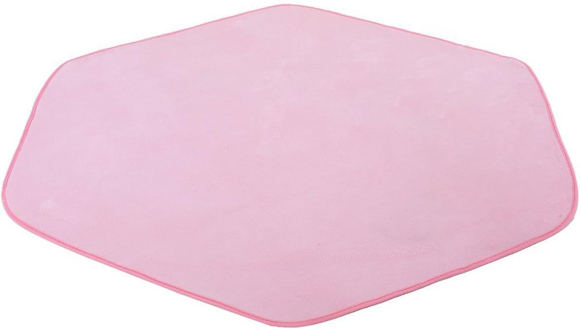 Huntfgold Ultra Soft Coral Velvet Hexagonal Rug Pad Home Floor Carpets Ground Mat Cushion for Hexagon Princess Castle Kids Play Tent, 120 x 140cm (Pink Rugs)