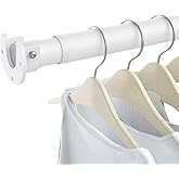 Closet Rods for Hanging Clothes, 17 to 84 Inch Heavy Duty Stepless Adjustable Closet Hanging Rod, 1.3 Inch Diameter Metal Closet Rod for Wardrobes Laundry Bedroom RV, White