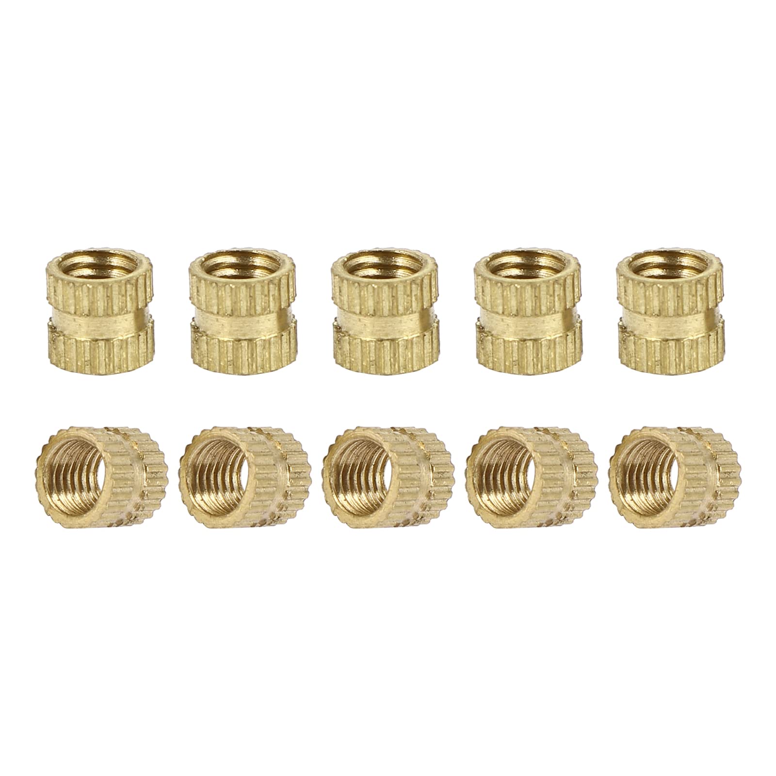 DTGN M5x6x6.3mm(IDxLxOD) Knurled Insert Nuts - 100 Pack - Good for Plastic Shells - Brass Female Thread Heat Set Inserts Embedment Nut — image 1