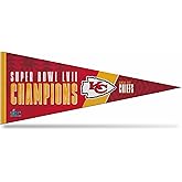 Rico Industries NFL Football Kansas City Chiefs Soft Felt Super Bowl Champions Pennant 12" x 30" Felt Wall Décor Super Bowl Champions Pennant - Great for Home/Bed Room/Man Cave Décor,White