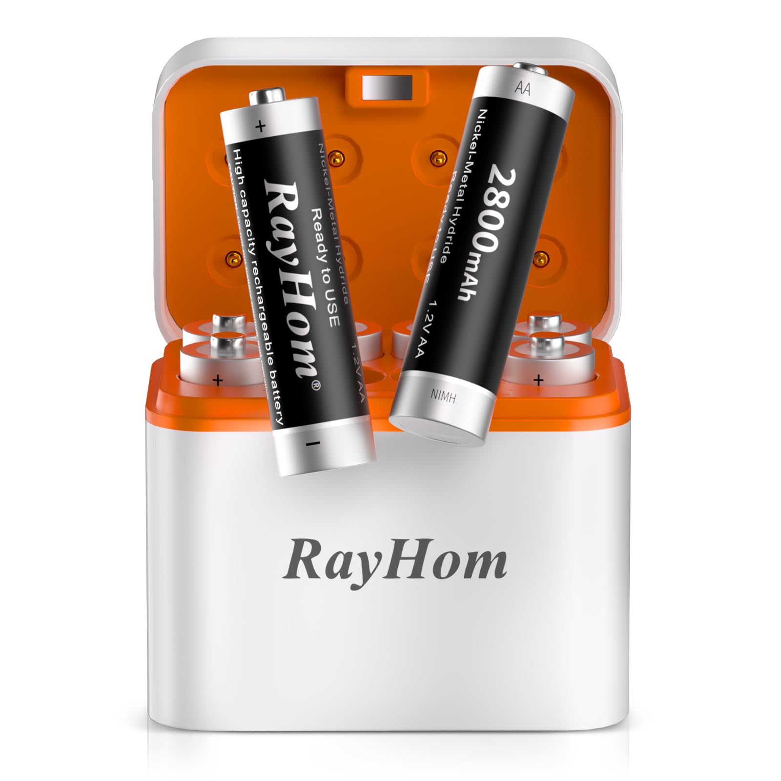 Photo 1 of RayHom 8-Pack Rechargeable AA Batteries with Charger, 2800mAh High Capacity NiMH Battery, 8-Slot Double A NiMH Charger with Smart Charging, Multiple Charging Protections