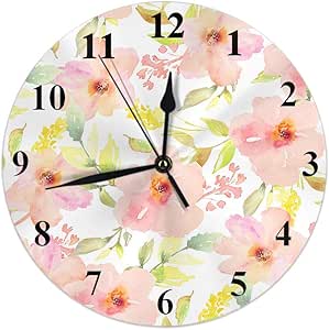 Kinhevao Reloj Floral Primavera Acuarela Jardín Flor Hojas Hoja