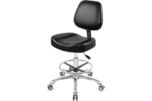 Nazalus Lift Chair Adjustable Stool Drafting Chair with Backrest & Foot Rest Drafting Stool Swivel Seat Rolling Wheels for Studio Dental Office Salon Counter Home Desk Chairs (Black)