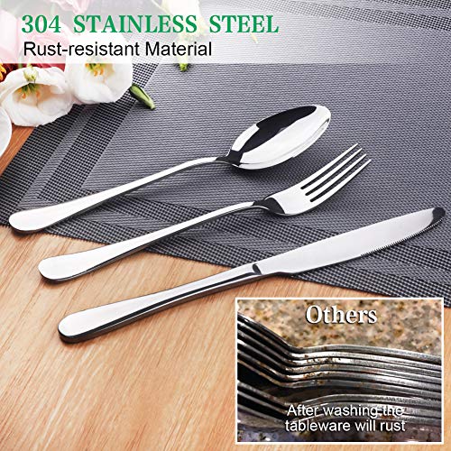 LPOLER Travel Utensils Silverware Set Flatware Portable Cutlery Set Service for 1 with 8 Pieces Stainless Steel Dinner Knives Spoons Forks Set Straws Cleaning Brush, Mirror Polished, Dishwasher Safe - Thumbnail 2