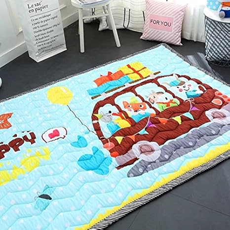 Amazon Co Jp Ustide 赤ちゃんプレイマット 清々しいプレイマット ルームマット ベビー プレイマット子供用 表生地綿100 滑り止め加工 四季通用ラグ 洗えるラグ カーペット ホーム キッチン