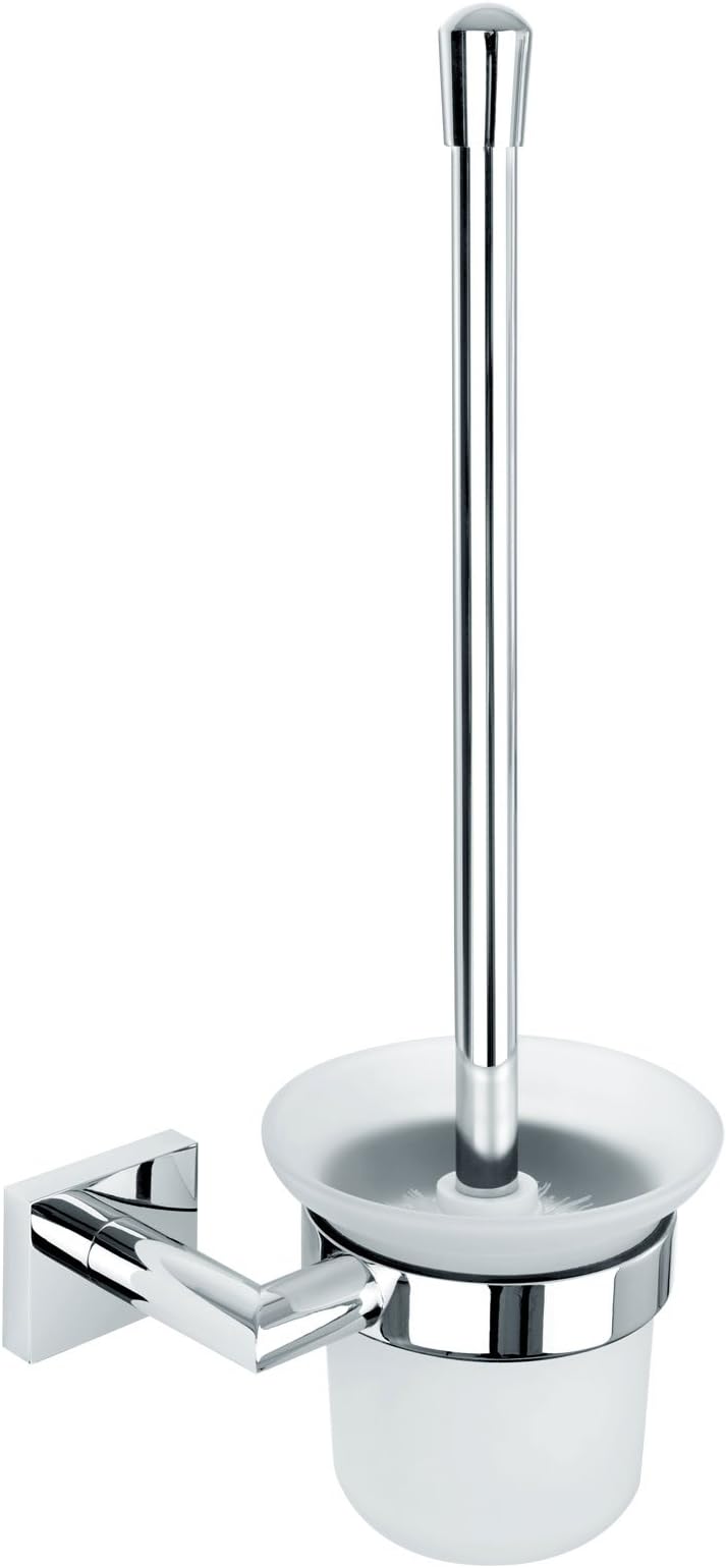 Nicol 7112400 Triton High Gloss Wall Mounted Chrome-Plated Brass Toilet Brush Holder, Metal, Chrome, 12.00 X 16.00 X 37 cm