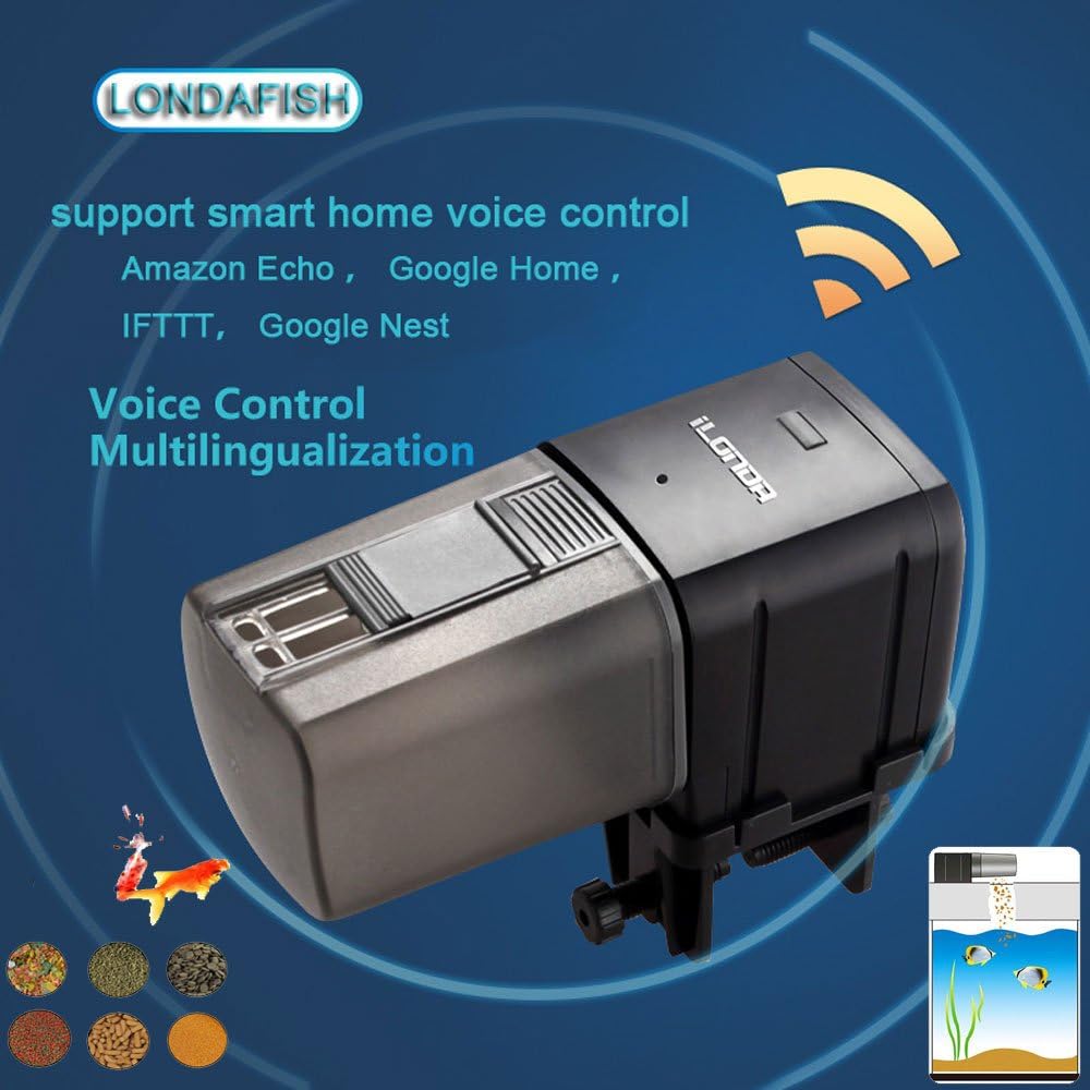 Aquarium Wi-Fi Automatic Fish Feeder - Auto Food Timer for Fish Tank, Black