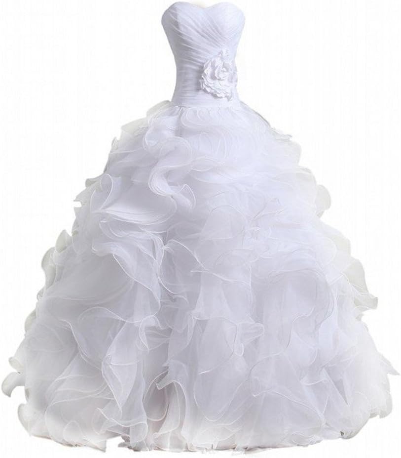 Women's Organza Sweetheart Neckline Cascading Ruched Wedding Dress