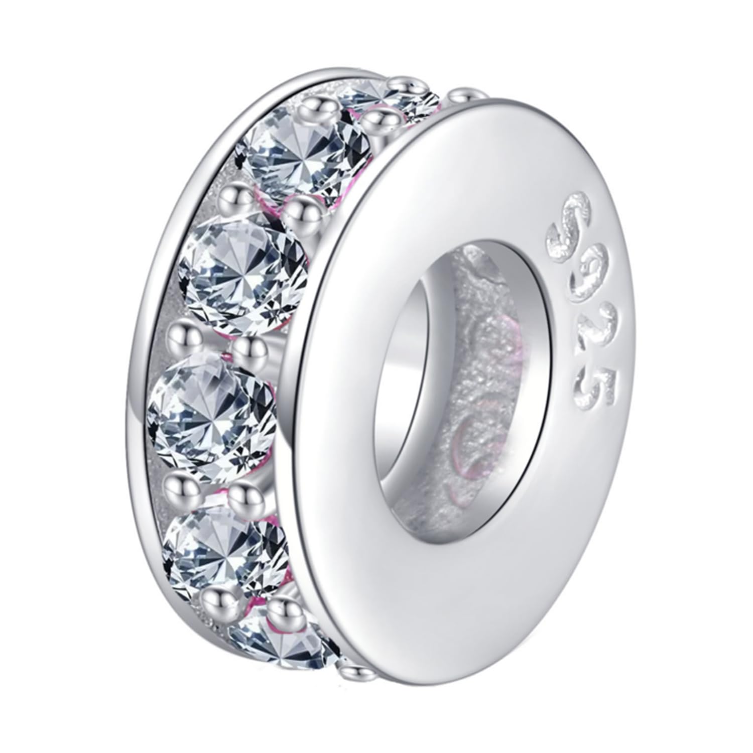 Zircon Clip 925 Sterling Silver Clip Stopper Charm Space Charm Stopper Charm for Pandora Charm Bracelet