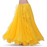 ROYAL SMEELA Chiffon Belly Dance Skirt Slit Bellydance Skirts Tribal Belly Dancer Costumes for Women Carnival Outfit