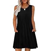 OFEEFAN Summer Dresses for Women 2025 Loose Beach Vacation Casual Crew Neck Sleeveless Sundresses with Pockets Tank Dress
