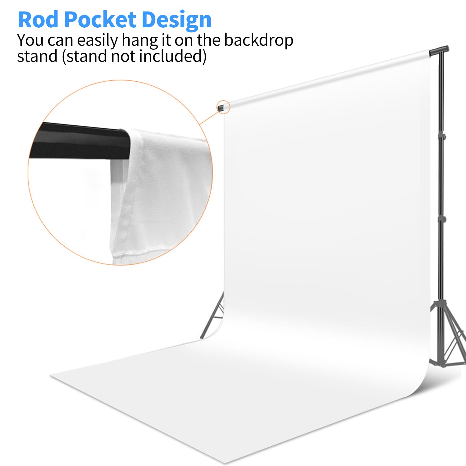 HEMMOTOP Photo Backdrop Curtains, 5x6.56 ft White Backdrop for Photoshoot, White Photography Seamless Backdrops Background for Easter, Birthday Party, Halloween, Photo, Projector Screen (150x200 cm)