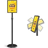 Netuaoo Sign Holder Stand Adjustable Sign Stand 8.5 x 11 Inches Floor Standing Sign Holder Snap-Open Frame 360° Rotating signage stand for Restaurant, Business, Shopping Mall
