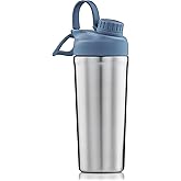Earthmade Protein Shaker Bottle Stainless Steel, 26 oz Insulated Shaker Bottles for Protein Mixes Keeps COLD for 30 hours, ADDED 2 Extra Ring Guards/Leakproof