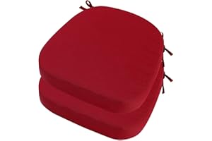 idee-home Outdoor Chair Cushions Set of 2, 17" x 17" x 3" Thick D-Shaped Patio Furniture Outdoor Seat Cushions Waterproof with Ties, Dining Pads