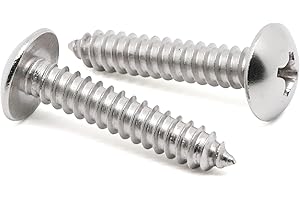 MEWUDECOR #8 x 3/4" Truss Head Self Tapping Wood Screws Sheet Metal Screws, 304 Stainless Steel 18-8, 100 PCS