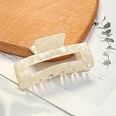 White Rectangle Claw Hair Clips - Non-Slip, Thick Hair Accessories with Barrettes for Women and Girls