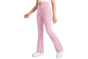 CRZ YOGA Girls Butterluxe Crossover Flare Leggings - Kids High Waist V Cross Bell Bottoms Bootcut Lounge Active Yoga Pants