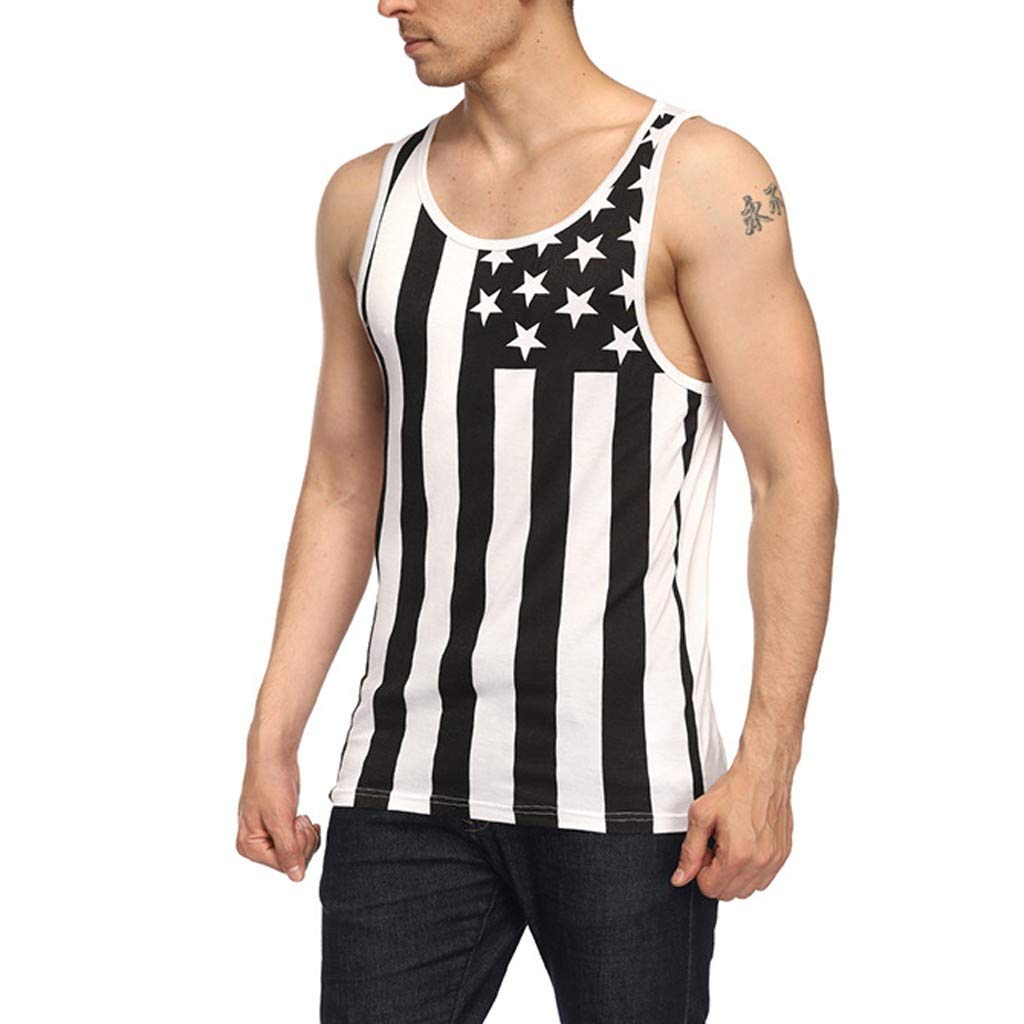 Men's July 4 Respctful ♫♫ Mens 3D Graphic Printed Tank Top Cool Muscle Sleeveless Tees Gym Workout Shirt
