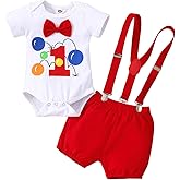 IMEKIS Baby Boys Space 1st Birthday Outfit Cake Smash Romper + Shorts Pants Suspenders Astronauts Cake Smash Photo Props