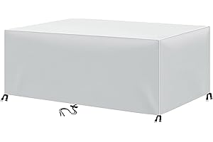 Ziewee Outdoor Patio Furniture Covers Waterproof 132" L x 52" W x 36" H Rectangular Outdoor Table and Chair Set Cover 600D Wind Dust Proof Anti-UV Durable Patio Sectional Couch Cover 330x130x90cm