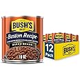 BUSH'S BEST 16 oz Boston Recipe Baked Beans, Canned Baked Beans, Source of Plant Based Protein and Fiber, Low Fat, Gluten Free, (Pack of 12)