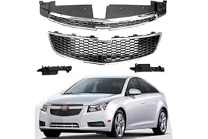 AUTOJOY CLUB Front Upper Central Bumper Grille Compatible with 2011 2012 2013 2014 Chevy Cruze LS LT LTZ ECO Base Chrome Upper+Middle Bumper Grill