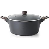 SENSARTE Nonstick Stock Pot with Lid, 2.6/4.5/6.6/8.5 QT Soup Pot Casserole Pot, Healthy Pasta Pot, Large Deep Cooking Pot, Big Sauce Pot Stew Pot, Induction Compatible, PFOA PFOS APEO Free, Black