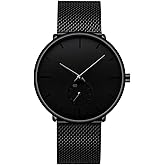 FIZILI Mens Watches Ultra-Thin Minimalist Waterproof - Fashion Wrist Watch for Men Unisex Dress with Stainless Steel Mesh Band