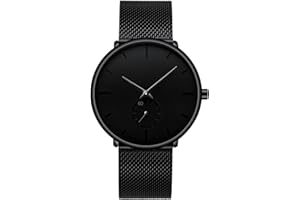 FIZILI Mens Watches Ultra-Thin Minimalist Waterproof - Fashion Wrist Watch for Men Unisex Dress with Stainless Steel Mesh Band