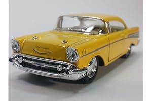 KiNSMART 1957 Chevy Bel Air Coupe 1:40 Scale 5" Die Cast Metal Classic Toy Car (Yellow)