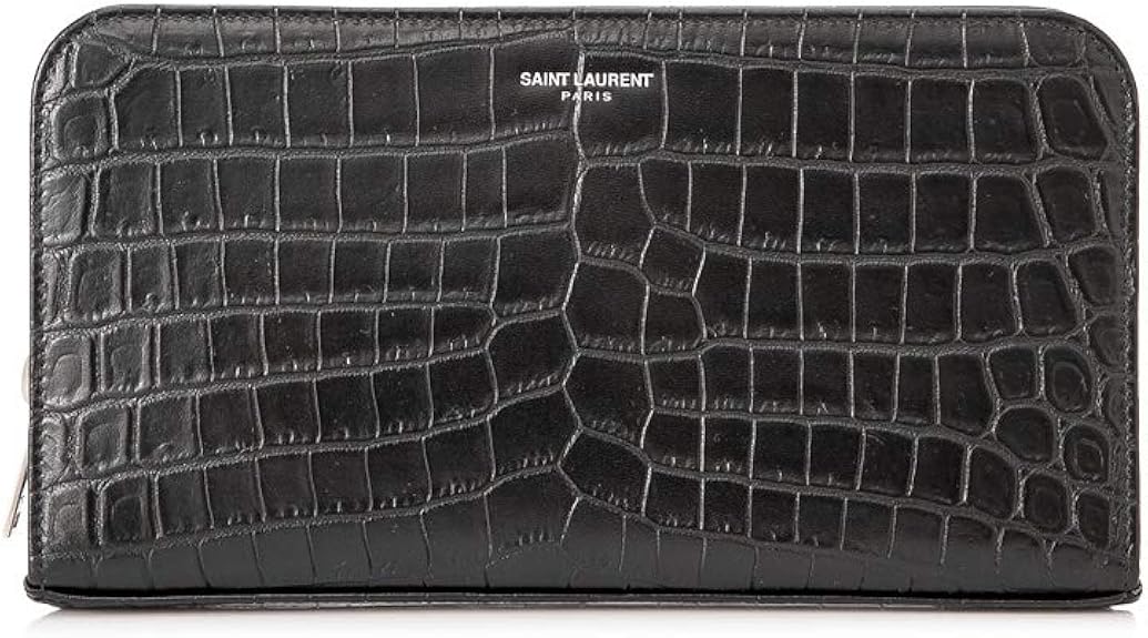 Amazon Saint Laurent サンローラン クロコダイルエンボスカーフスキンレザー 長財布 メンズ 新品 Saint Laurent Paris サンローランパリ 財布
