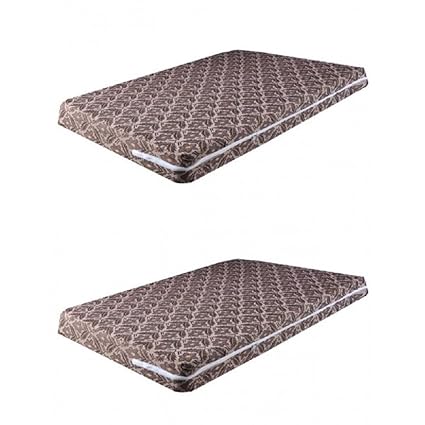 HOME DESIGN Cotton Mattress Cover, Chocolate, 36x75x5 - Pair of 2 Piece