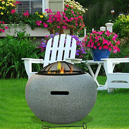 XiYou Fire Pit Bowl BBQ Garden Outdoor Portable Stainless Steel Barbecue  Grill Charcoal Spherical Round Table Patio Heater With Cover Round  Artificial Stone Stove With Mesh Screen Sparkdeck Place - ASTONSHEDSUK