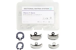 VOCADOK Dental Sectional Matrix System F3 Tooth Interproximal Sectional Contoured Metal Matrices Refill Matrix M4+Clamps R3 1.0（30Pcs+2Pcs)