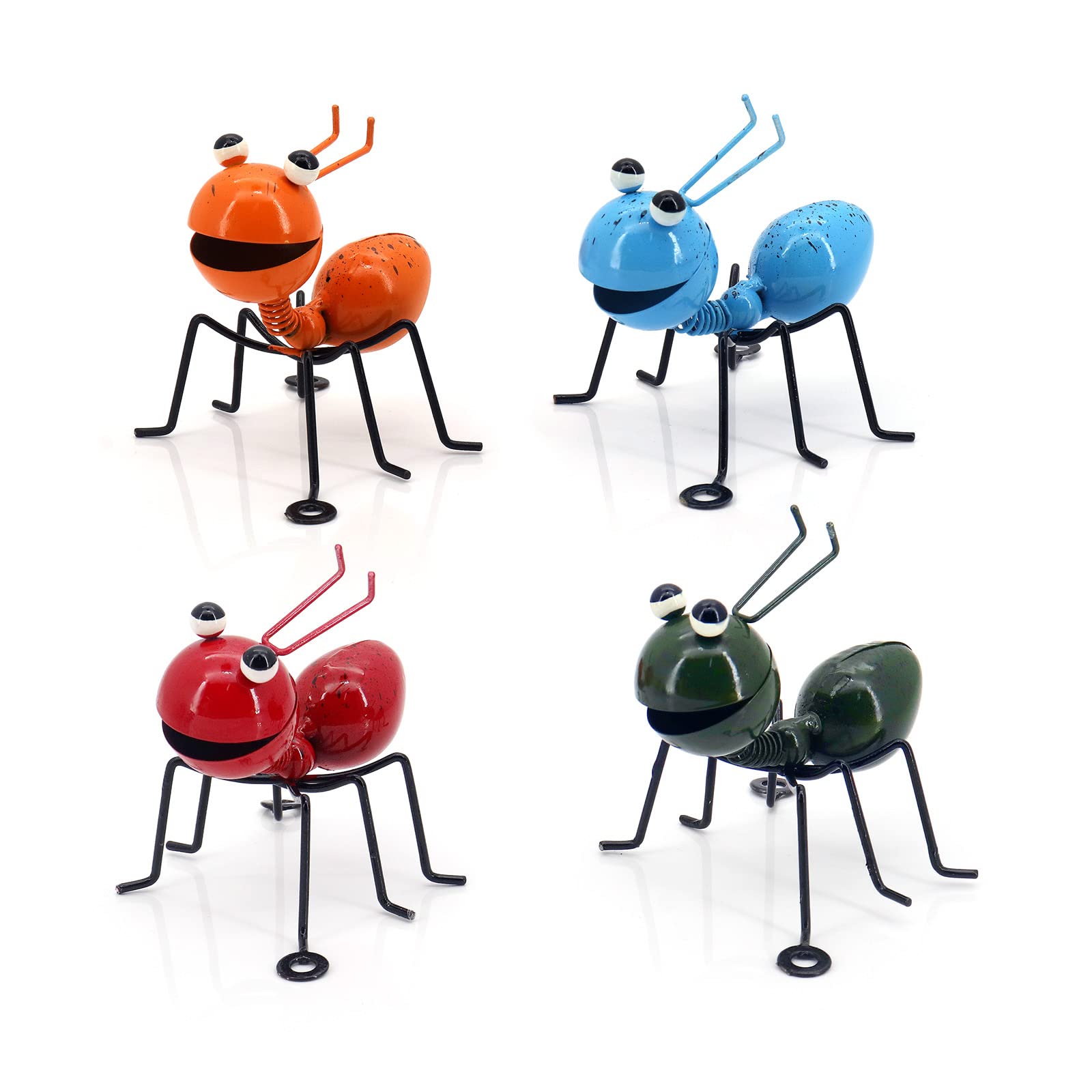 Hensych 4pcs Garden Art Metal Sculpture Ants,Ornaments Ant,Ornament Colorful Cute Insect for Hanging Wall Garden Lawn Decor Indoor Outdoor(Yellow+Red+Blue+Green)
