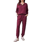 PINSPARK 2 Piece Sets for Women 2025 Fall Travel Outfits Long Sleeve Tracksuit Joggers Sets Half Zip Sweatsuit Matching Set