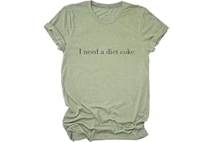 GAQEUWR Women Summer Tops, I Need A Diet Coke Shirt, Crew Neck Short Sleeve Blouse Funny Letter Print Shirts Tees