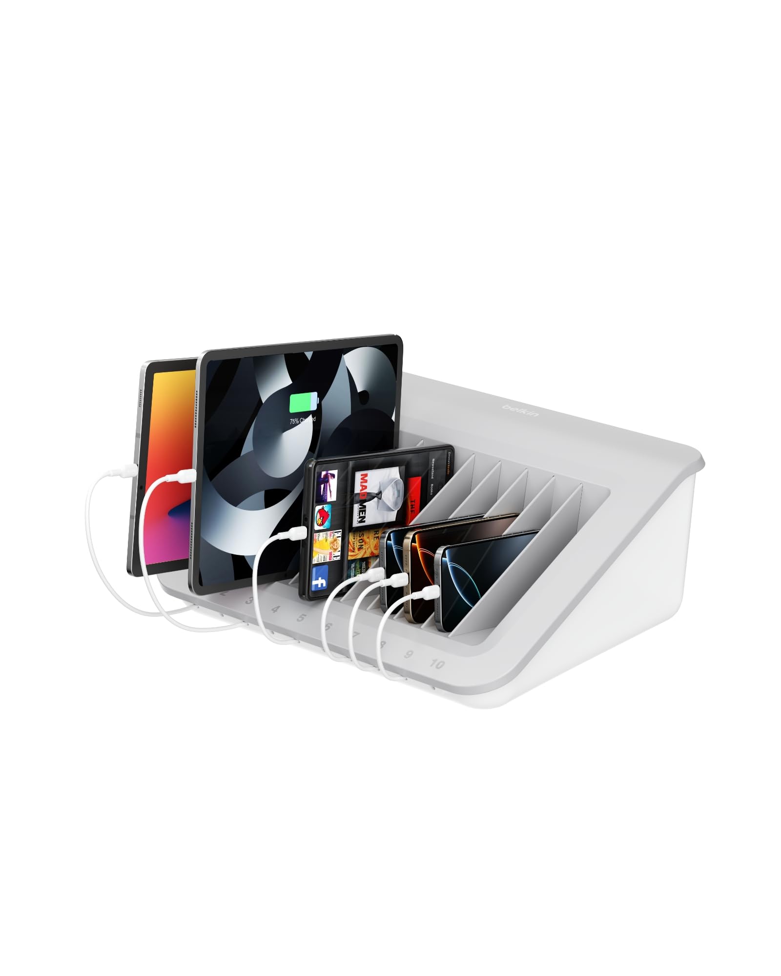 Photo 1 of (DAMAED MIDDLE BRACKETS) (PARTIAL SET) Belkin Charging Station For Laptops with Surge Protector - 10 Device USB Charging Dock for Tablets, Laptops, Chromebooks – Cable Management for Classrooms, Offices, Tech Labs, Shared Spaces, & More