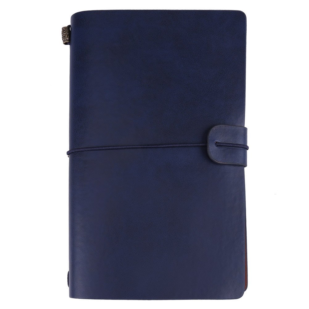 Fafeicy Travel Journal Notebook, 1 Pcs Vintage Retro PU Leather Notebook, Personalized Journal Diary Refillable Notepad (Dark Blue)