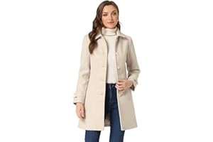 Allegra K Women's Winter Outerwear Overcoat Peter Pan Collar Mid-thigh A-line Single Breasted Pea Coat
