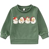 GLIGLITTR Toddler Boy Girl Christmas Sweatshirt Kid Xmas Santa Graphic Shirt Tops Baby Long Sleeve Crewneck Winter Clothes