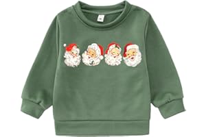 GLIGLITTR Toddler Boy Girl Christmas Sweatshirt Kid Xmas Santa Graphic Shirt Tops Baby Long Sleeve Crewneck Winter Clothes