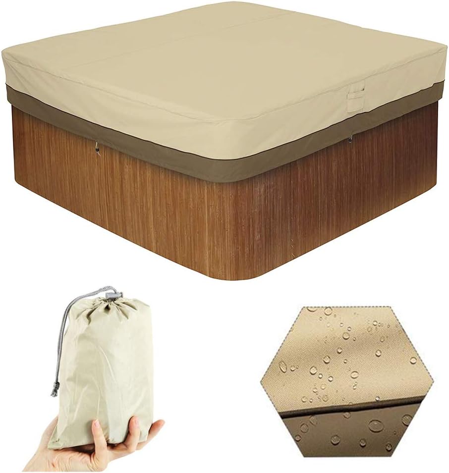Square Hot Tub Cover Waterproof, Outdoor SPA Covers, Windproof Hot Tub