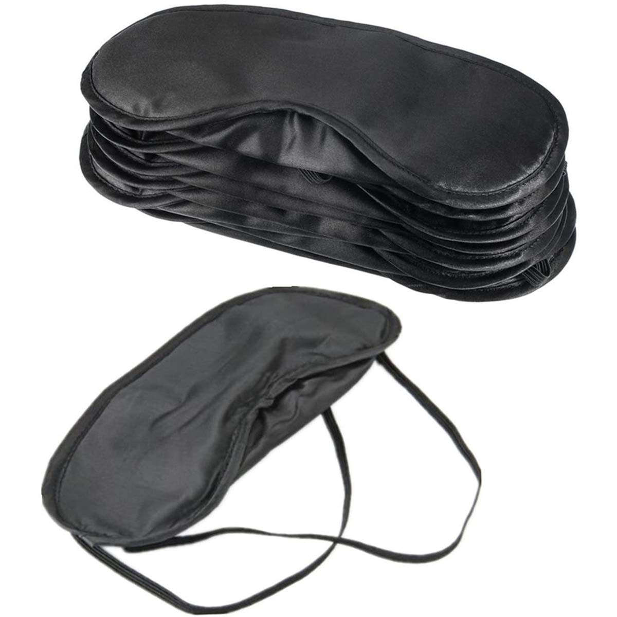 POFET Eye Mask Soft Shade Cover with Nose Pad for Travel Sleeping,Blindfold Games or Lunch Break, 10pcs - Black