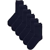 COTTON DAY Unisex Little Kids Youth Boys Girls Soft Cotton Crew Dress Socks Seamless Toe Black White Gray Navy 6 Pack