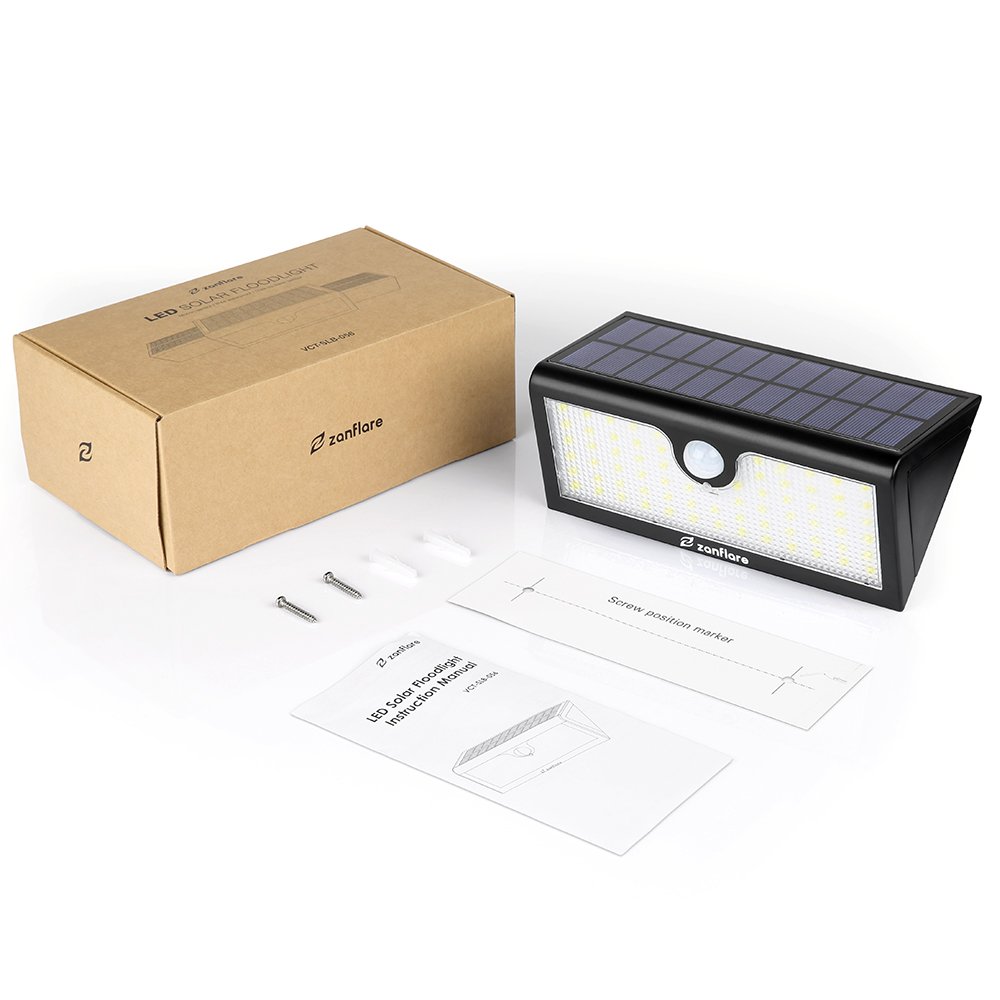 LED Lumière Solaire Extérieure [71 LED, 5200mAh, Etanche] Zanflare Lampe Solaire Extérieure, Lampe de Sécurité avec Détecteur de Mouvement, Eclairage extérieur