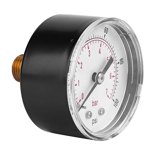1/4 BSPT Pressure Gauge, Back Connection Transparent Cover Brass
